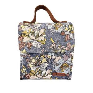 Sakroots floral flap insulated lunch bag box boho carry handle coated canvas